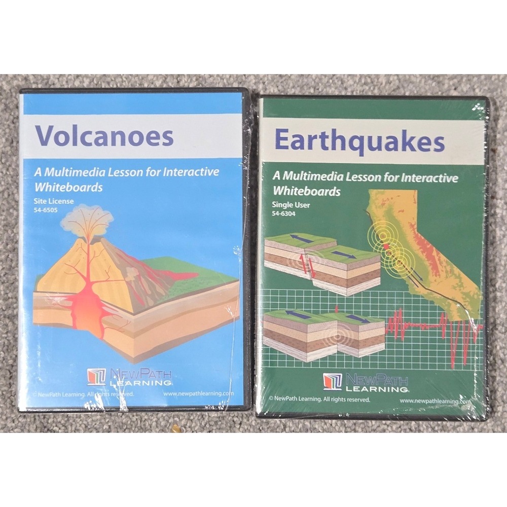 NewPath Learning Earthquakes & Volcanoes Whiteboard Software 2-CD Lot